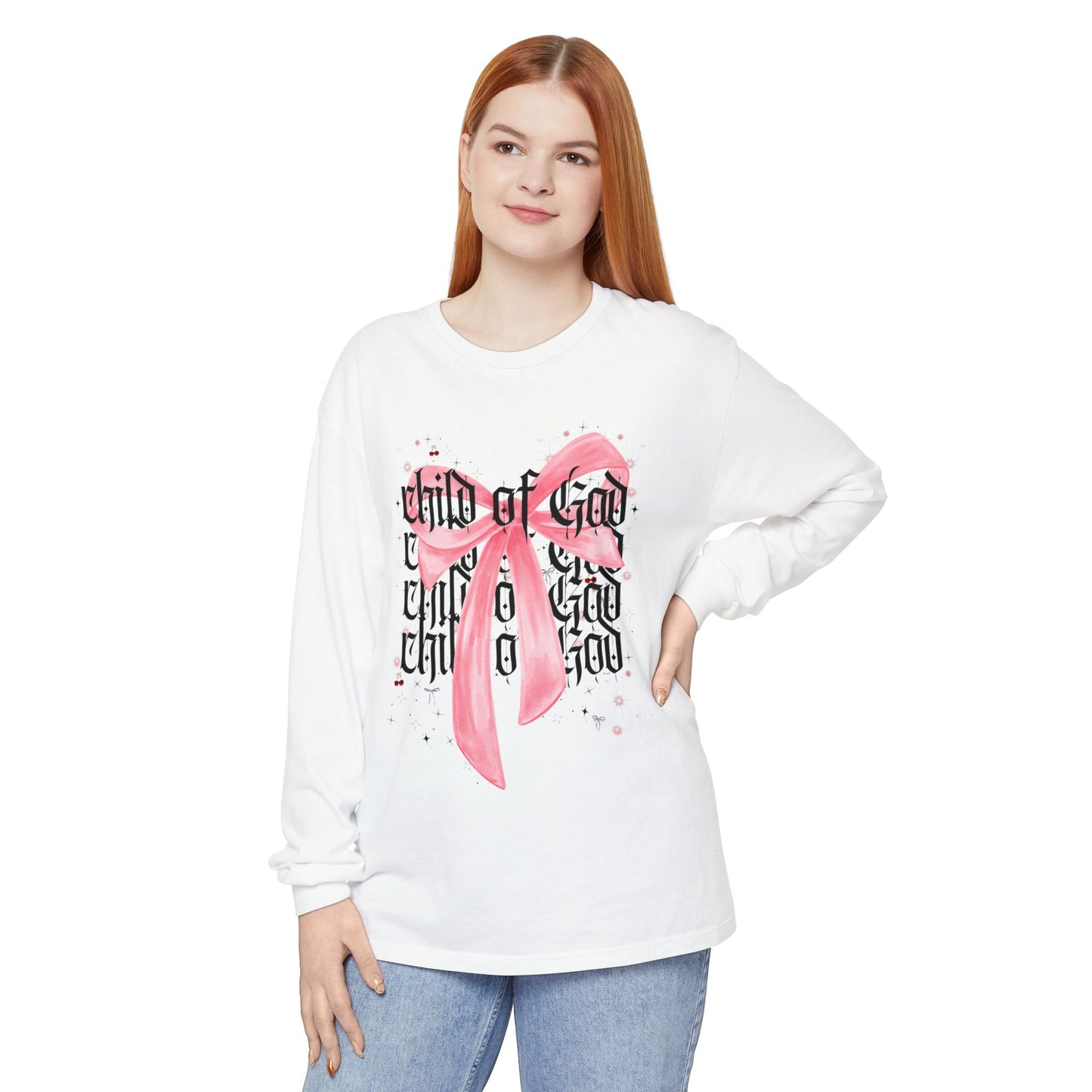child of god pink bow - long sleeve
