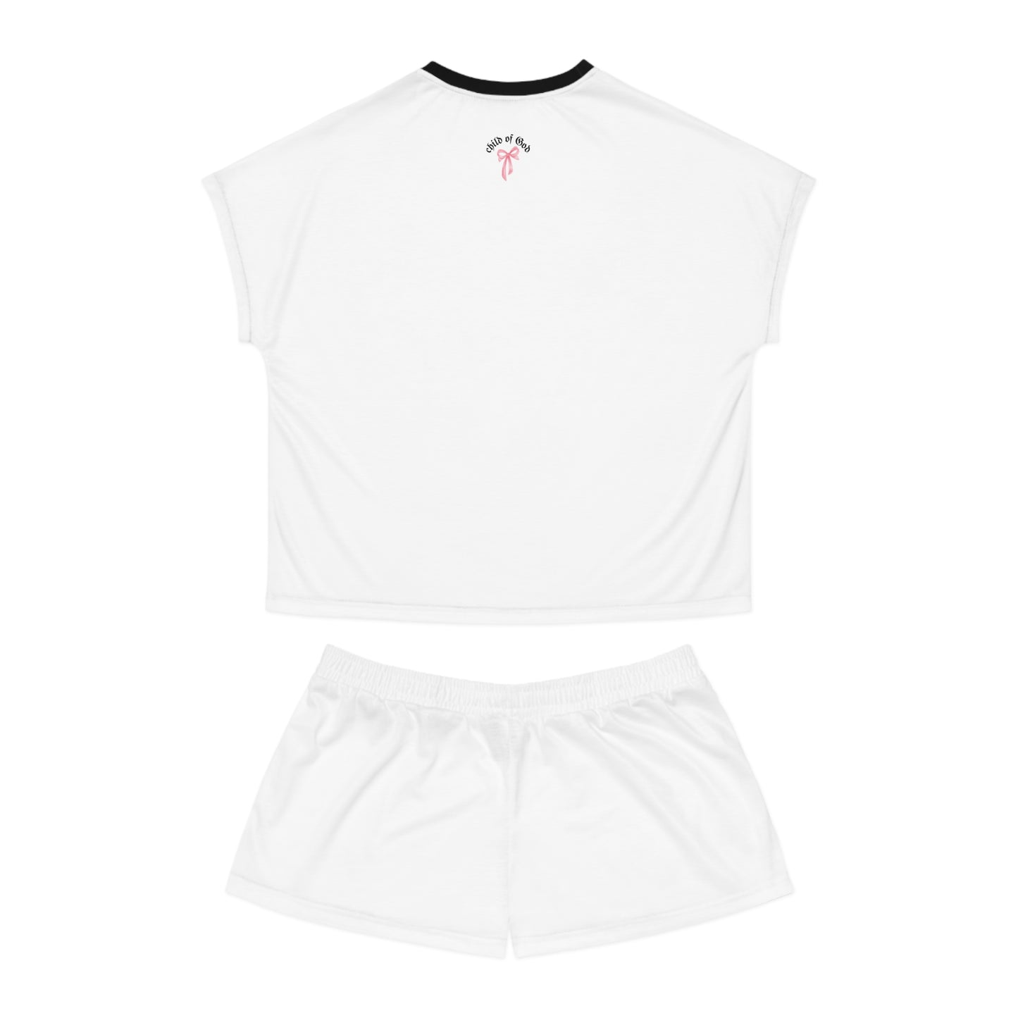 child of god pink bow - women's pj short set