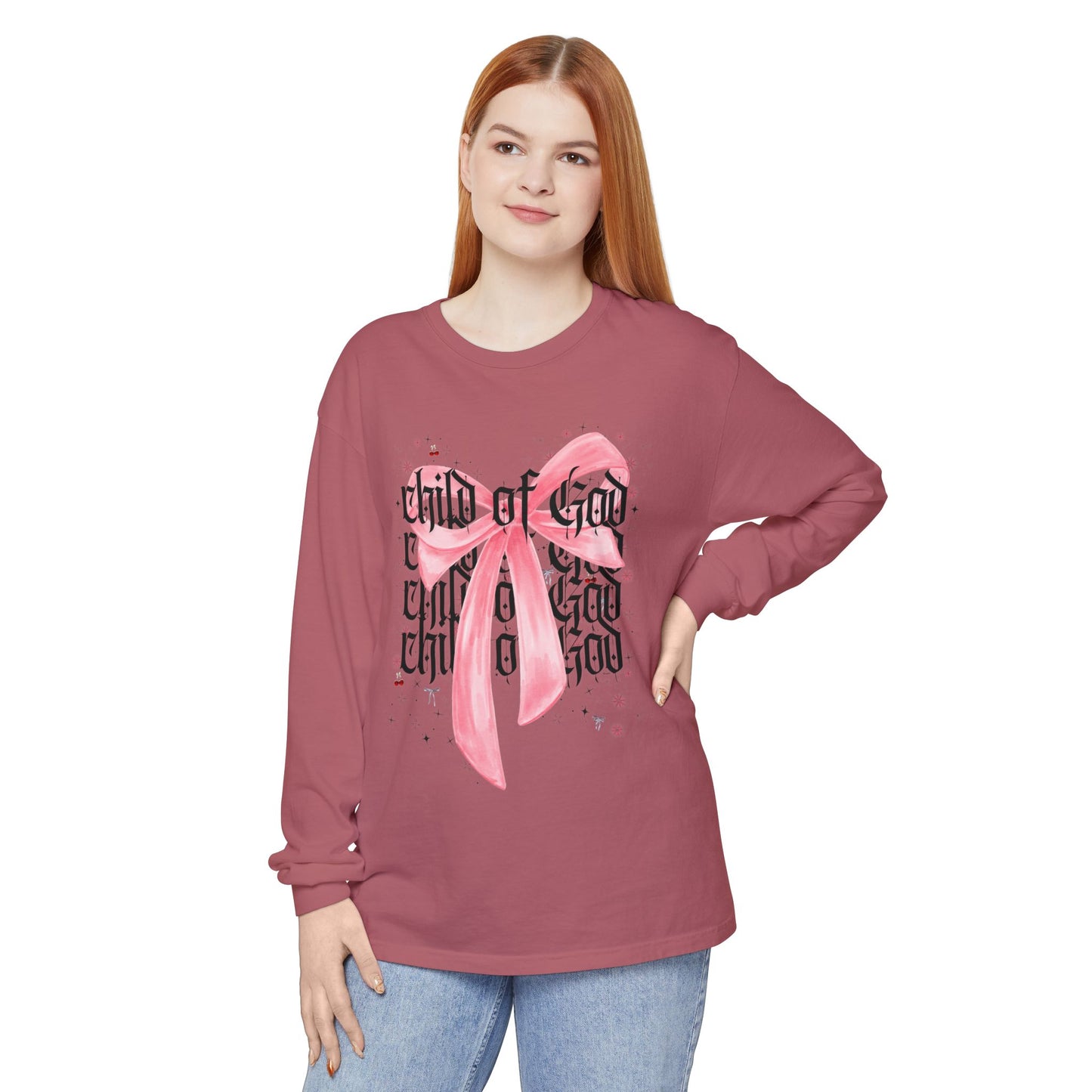 child of god pink bow - long sleeve