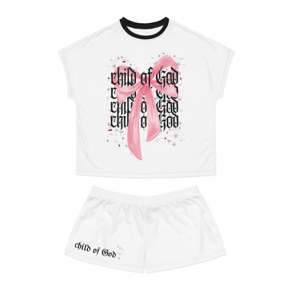 child of god pink bow - women's pj short set