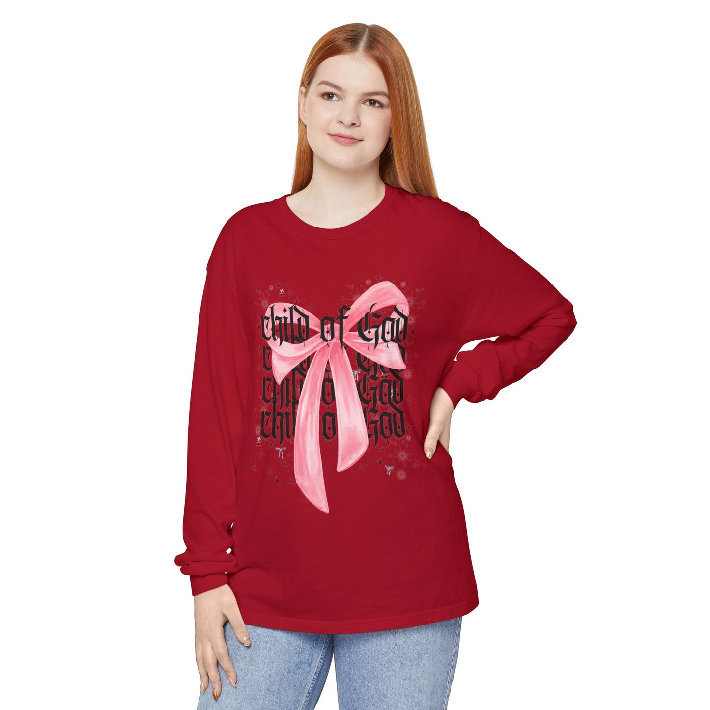 child of god pink bow - long sleeve
