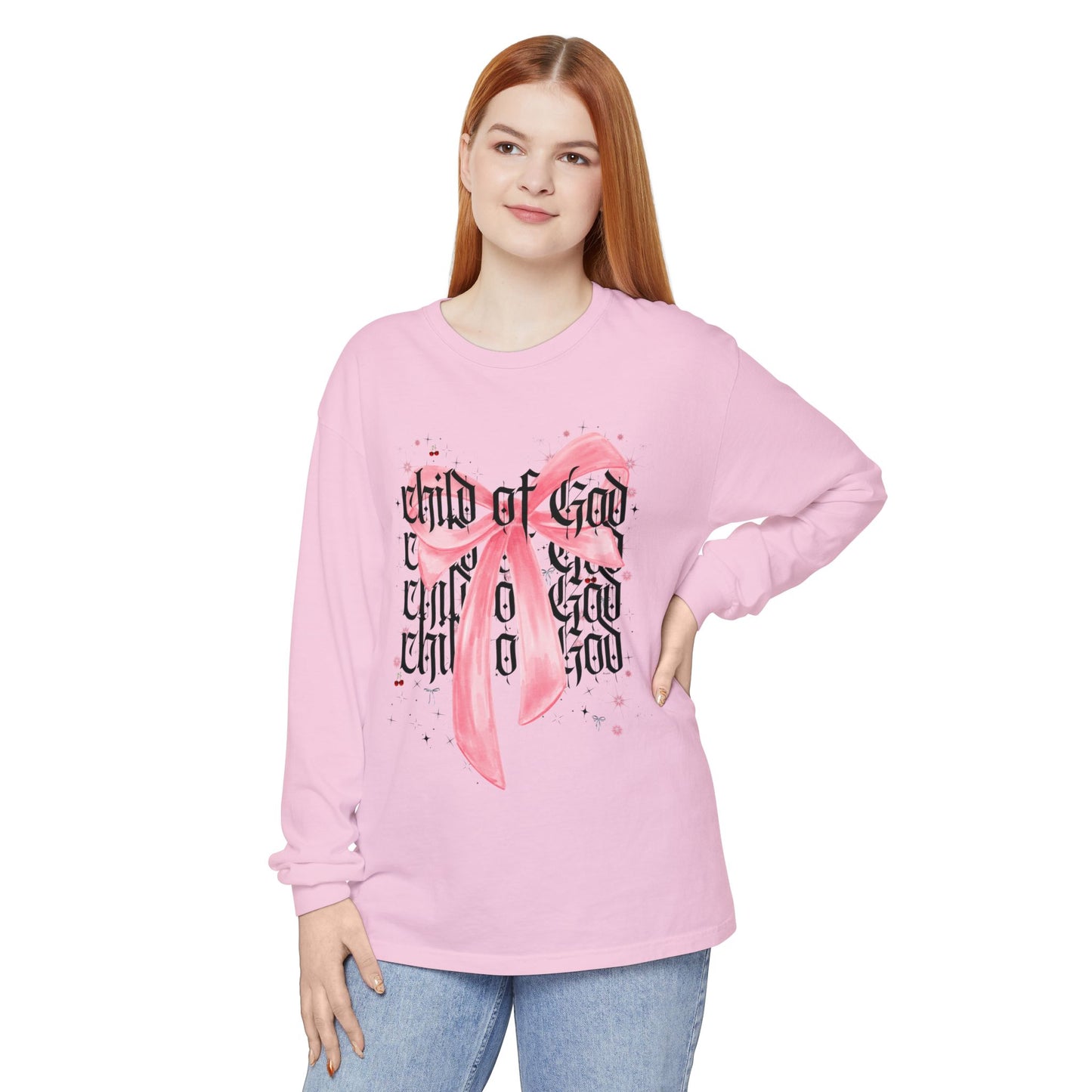 child of god pink bow - long sleeve